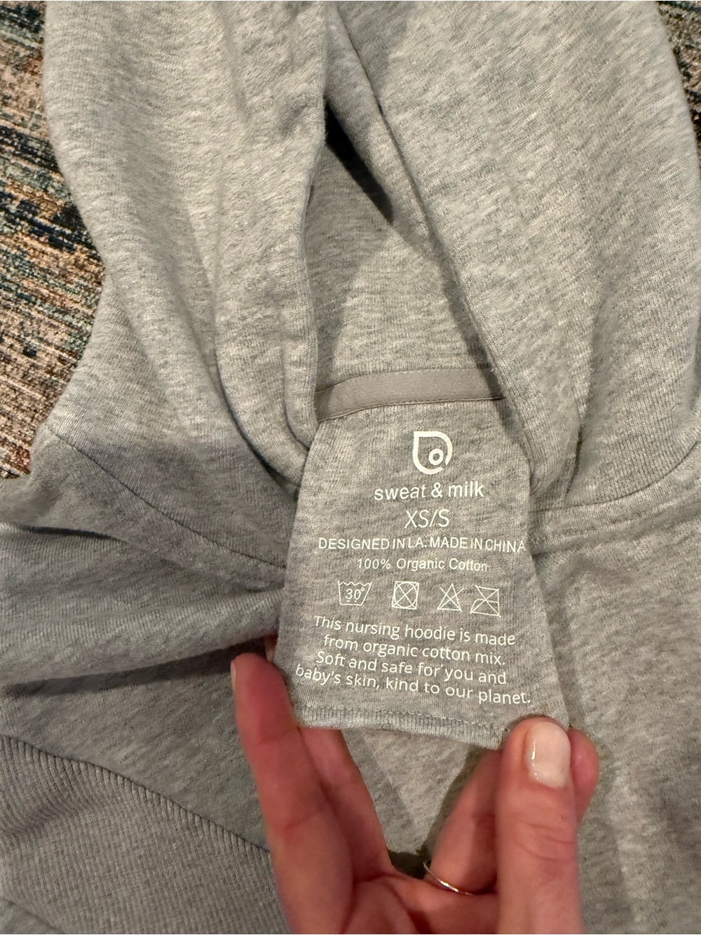 sweat & milk Women's Gray Nursing Hoodie - XS/S